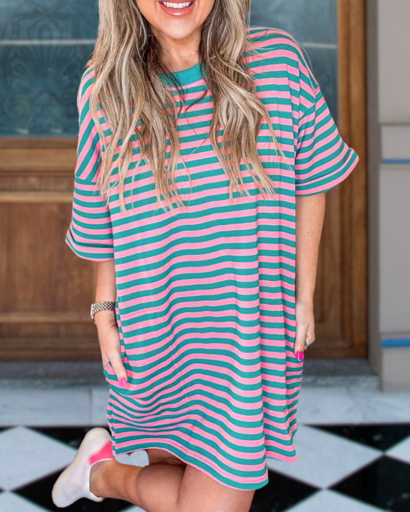 Oversized Striped Tee Dress
