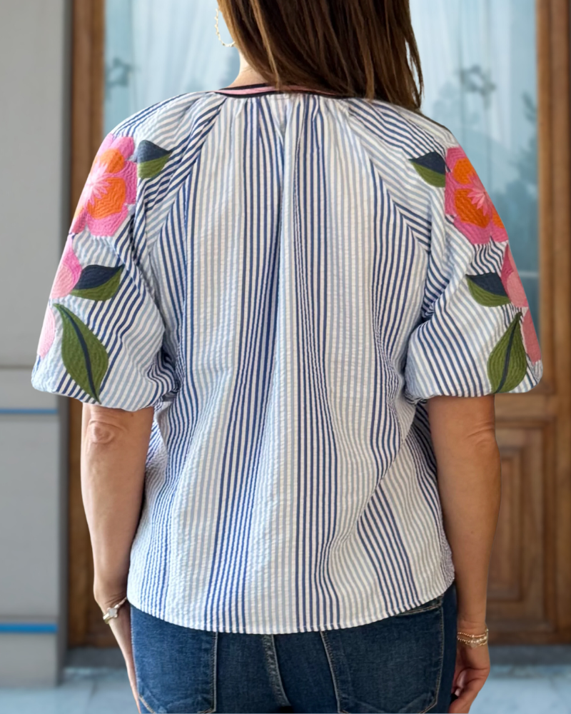 Bohemian Floral Stripes Top