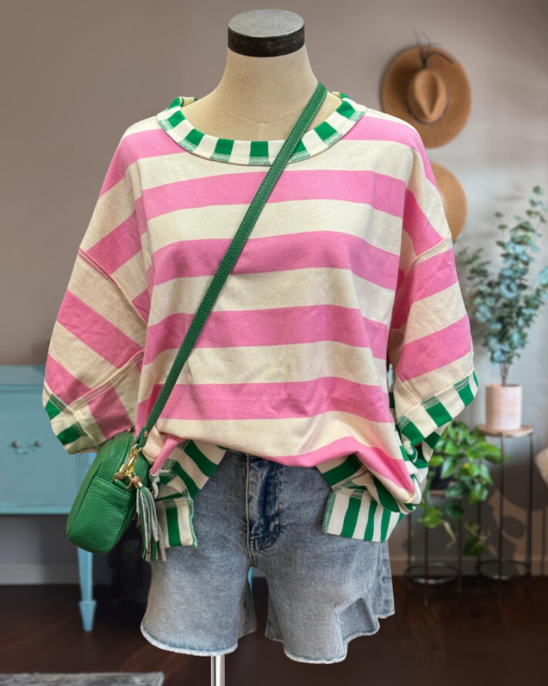 Colorblock Stripes Oversized Tee
