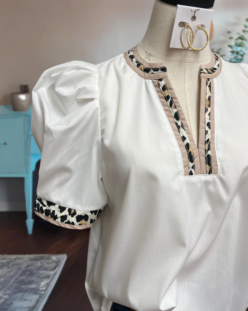 Colorblock Leopard Top