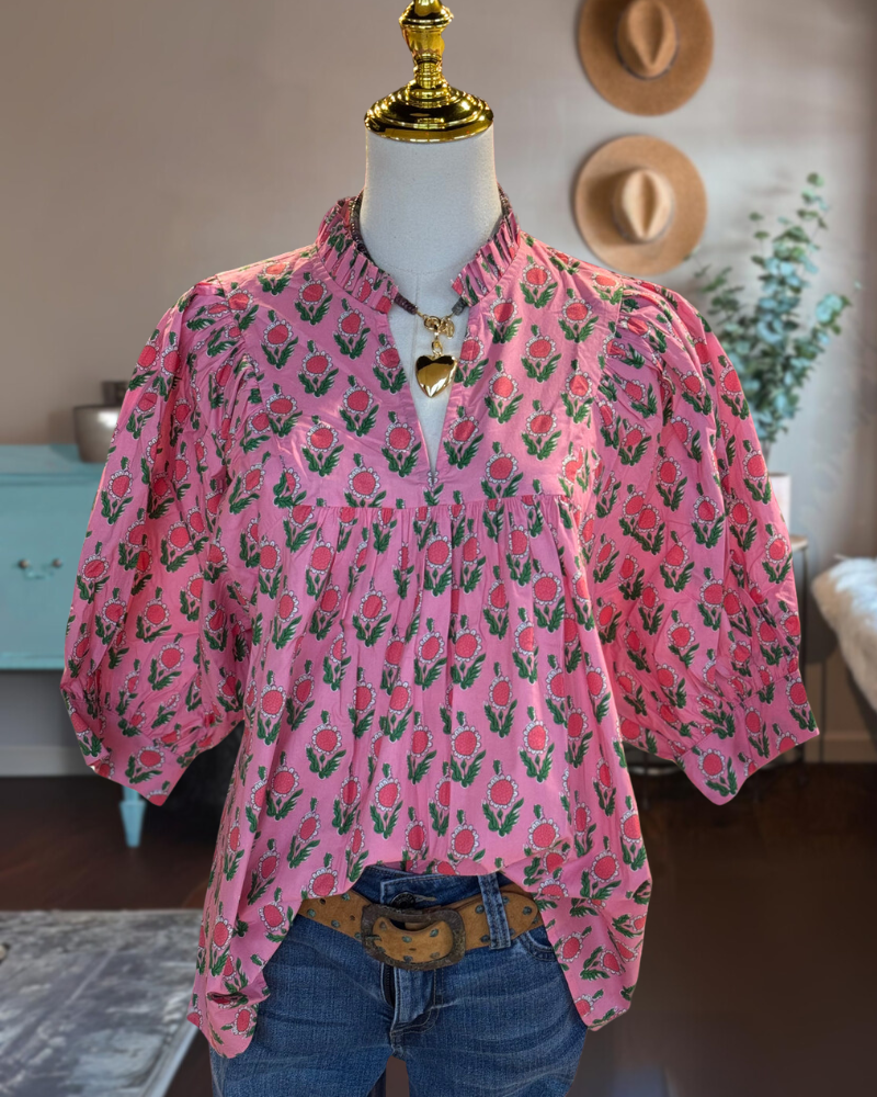 Romantic Floral Pink Top
