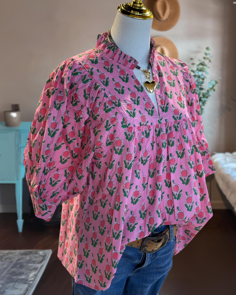 Romantic Floral Pink Top