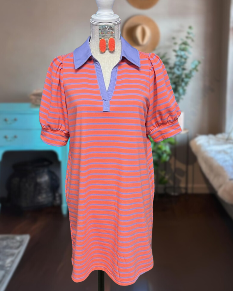 Sporty Chic Striped Polo Dress
