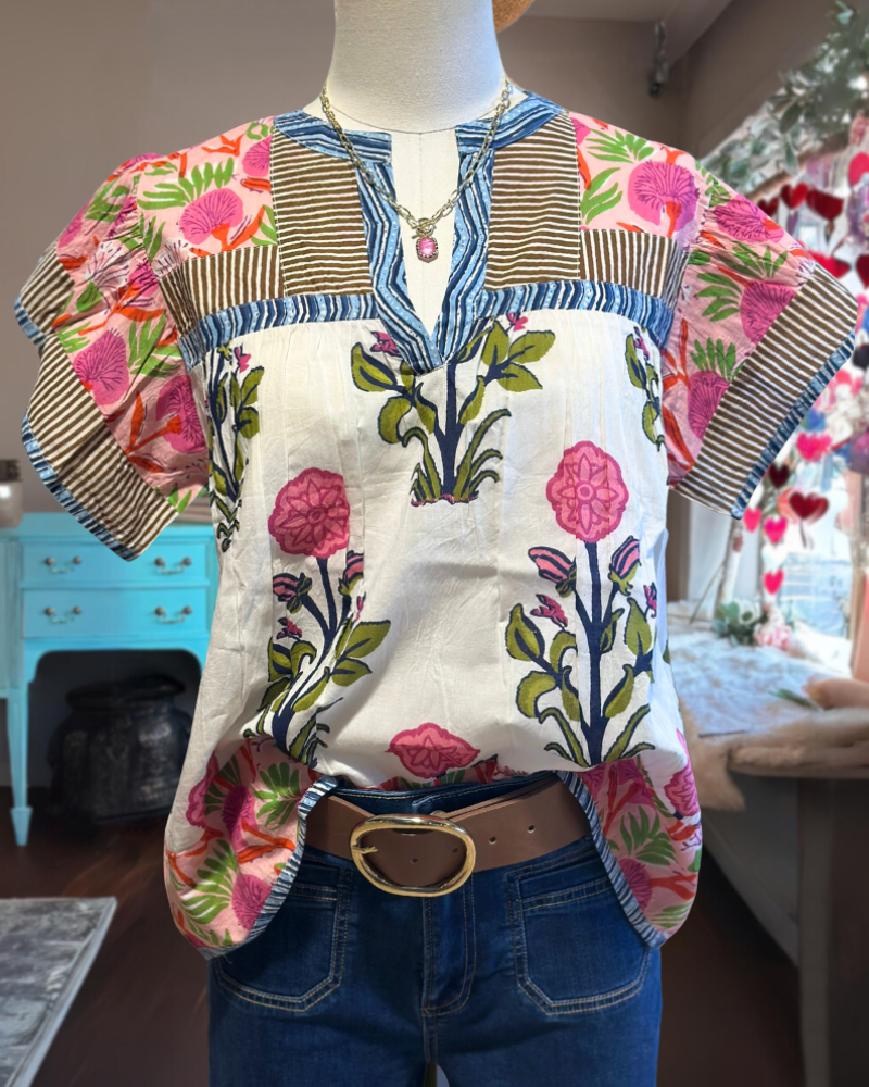 Chic Striped Floral Top