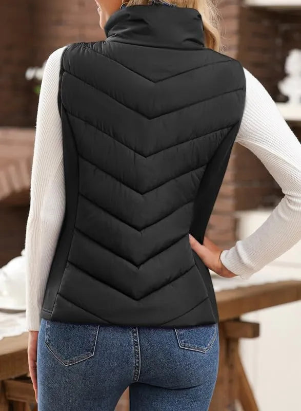 Limited time sale🔥Womens Sleeveless Zip Up Outerwear Stand Collar Quilted Puffer Vest(buy 2 free shipping)