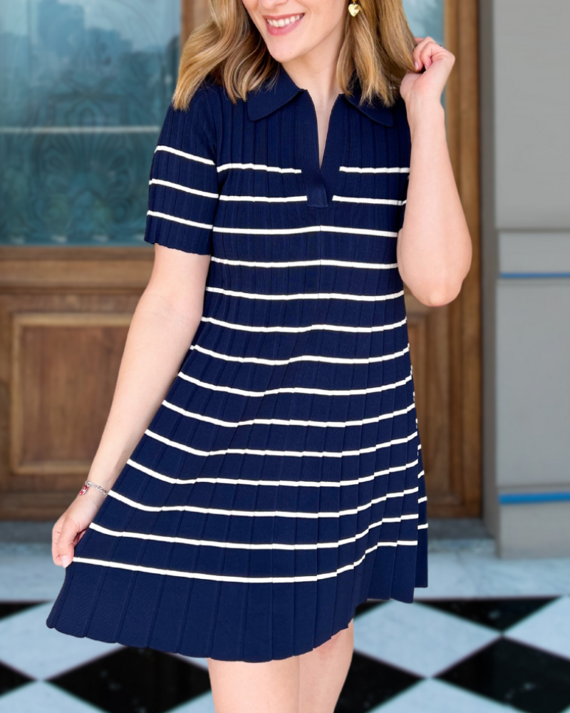 Nocturne Striped Knit Mini Dress