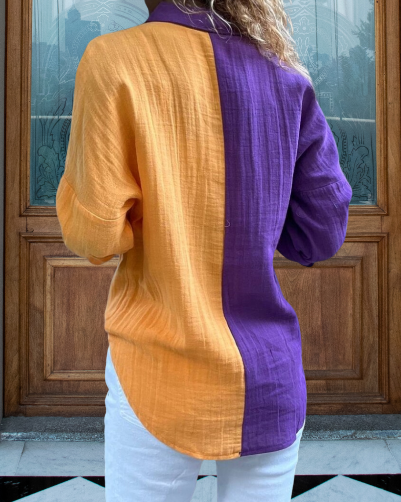 Casual Contrast Linen Shirt