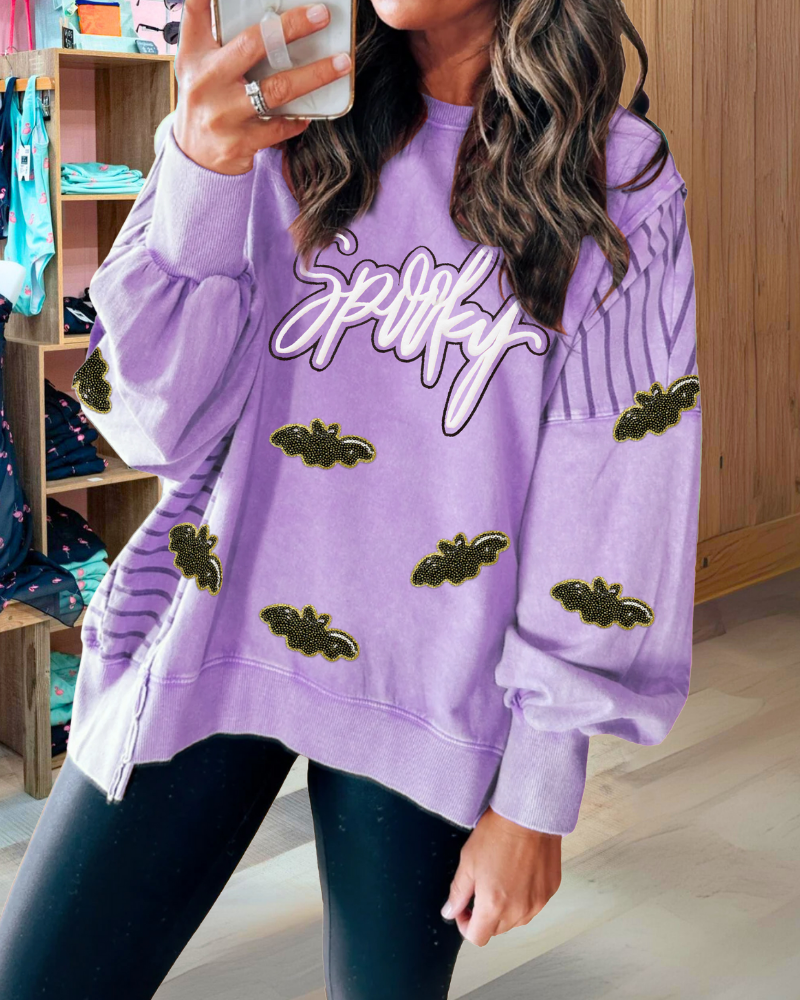 Spooky Bat Sequin Sweatshirt