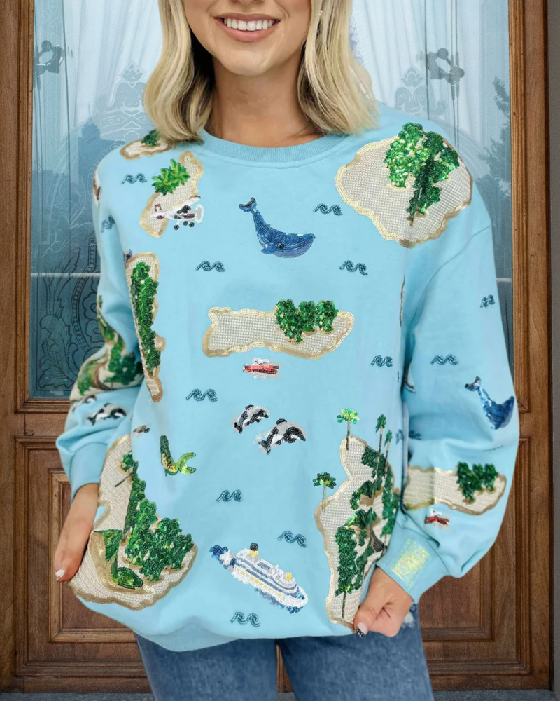 Island Resort Sequin Sweatshirt