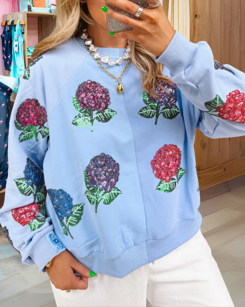Glitter Hydrangea Sequined Sweatshirt