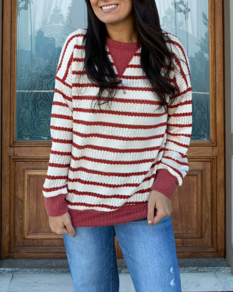 Chic Knitted Striped Top