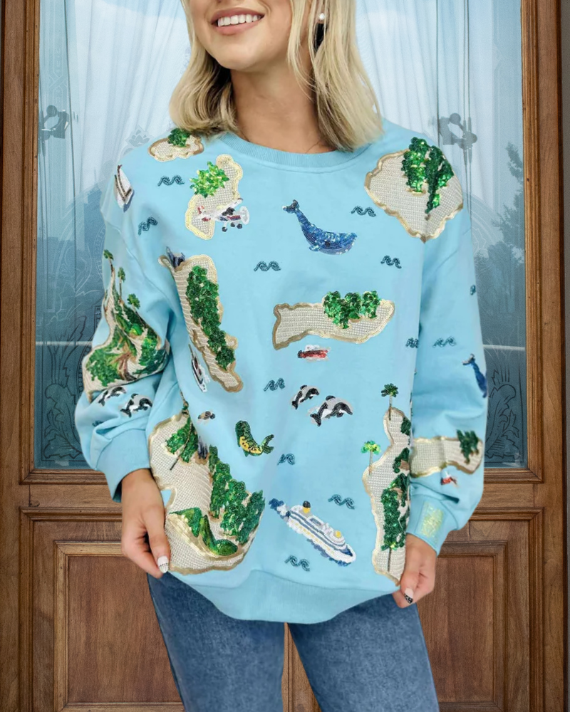 Island Resort Sequin Sweatshirt