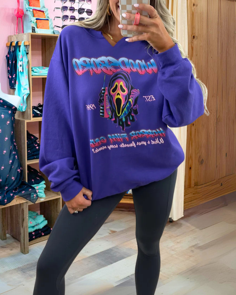 Horror Ghost Print Sweatshirt