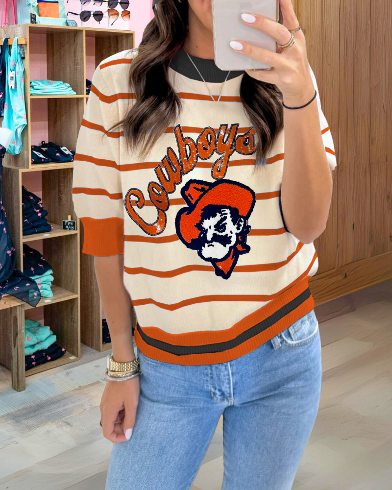 OSU Cowboys Sequin Stripe Sweater