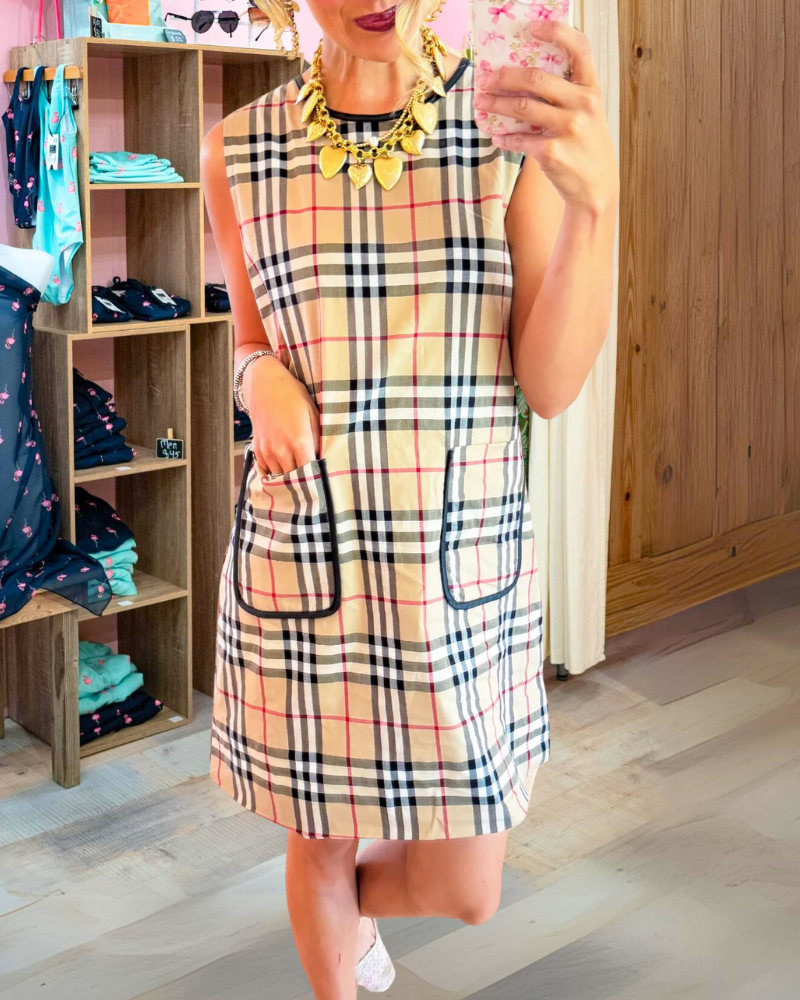 Stylish Sleeveless Plaid Dress