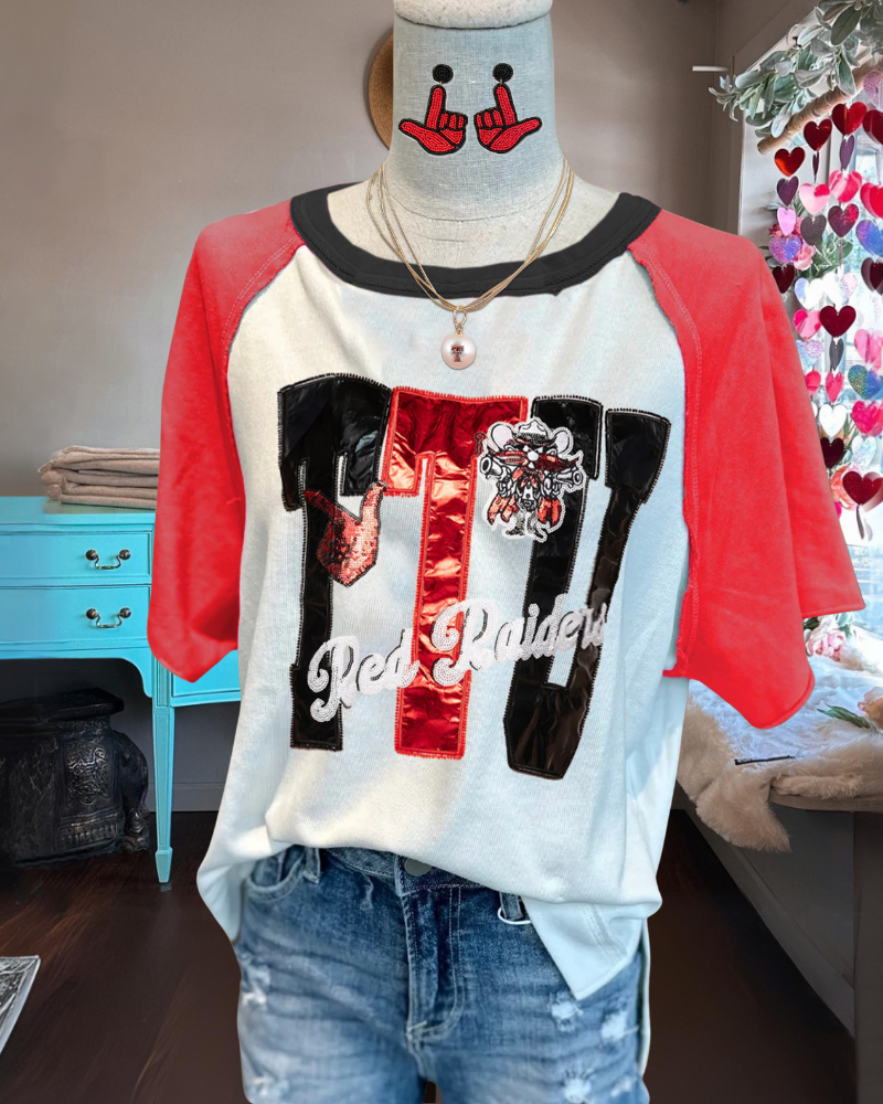 Sequin Logo Raglan Fun Tee