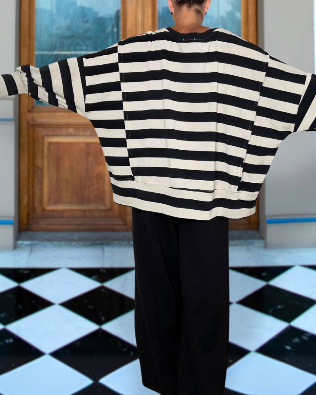 Slouchy Staggered Striped Top