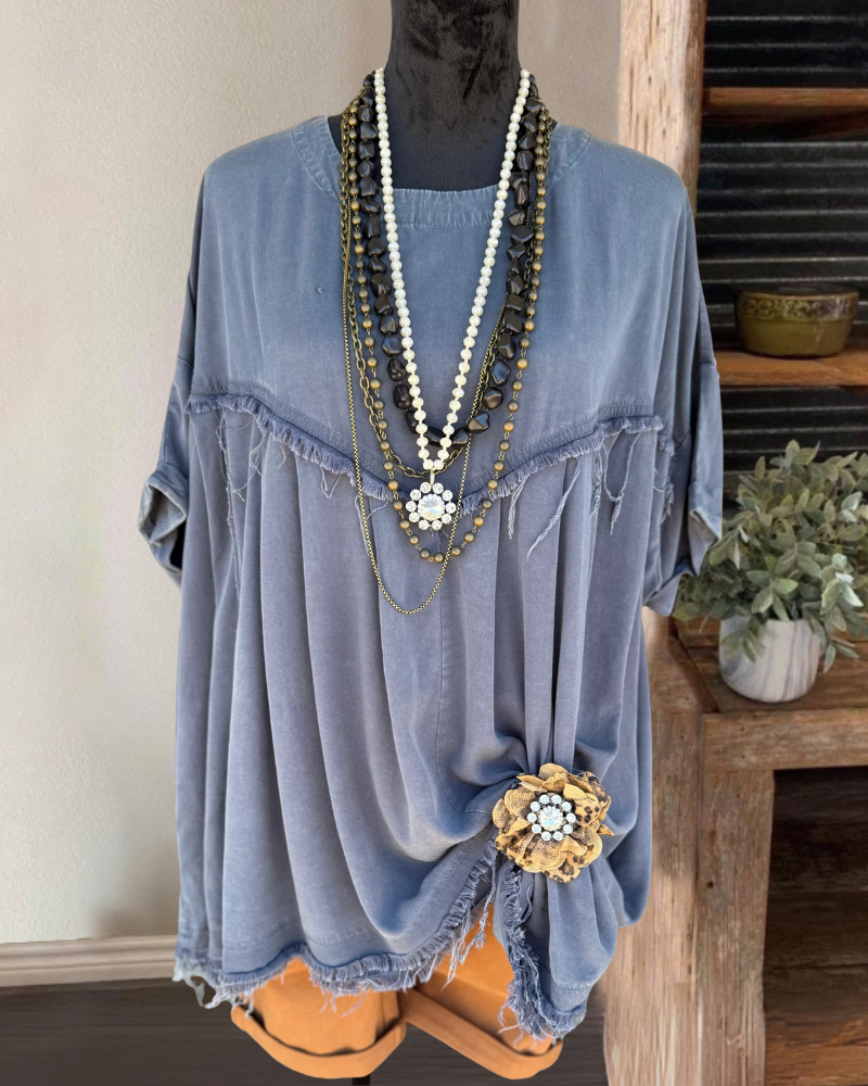 Bohemian Raw Edge Crewneck Top