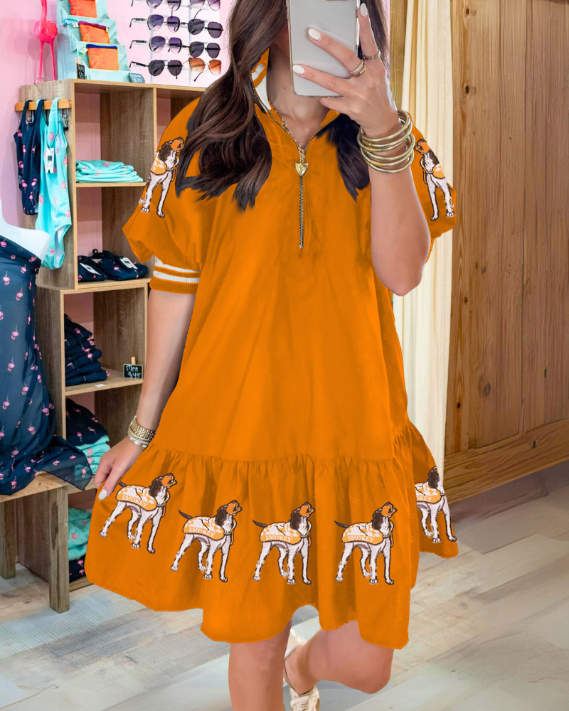 Smokey Sequin Half-Zip Dress