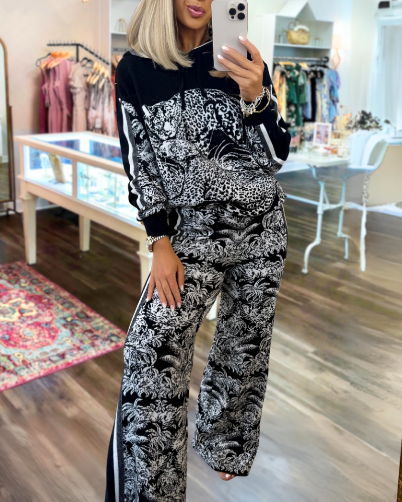 Retro Floral Wide-Leg Pants