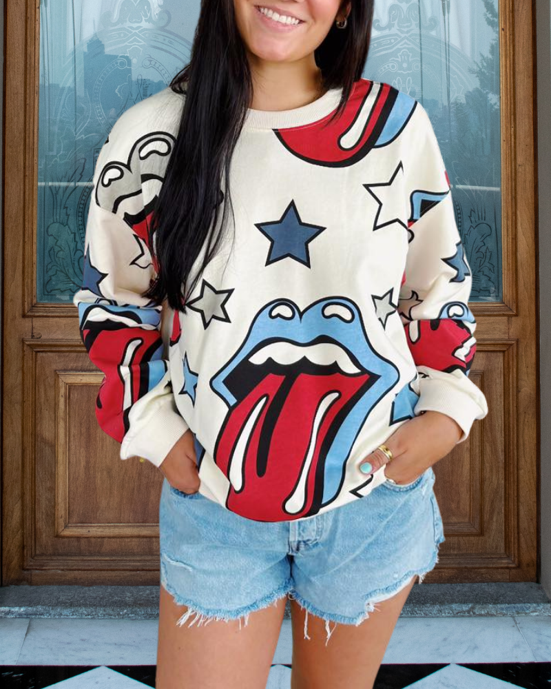Chic Star Tongue Graphic Sweatshirt