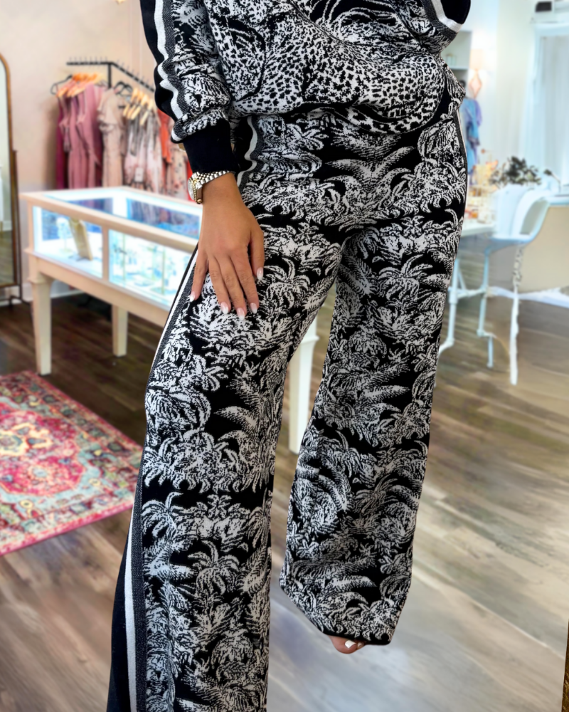 Retro Floral Wide-Leg Pants