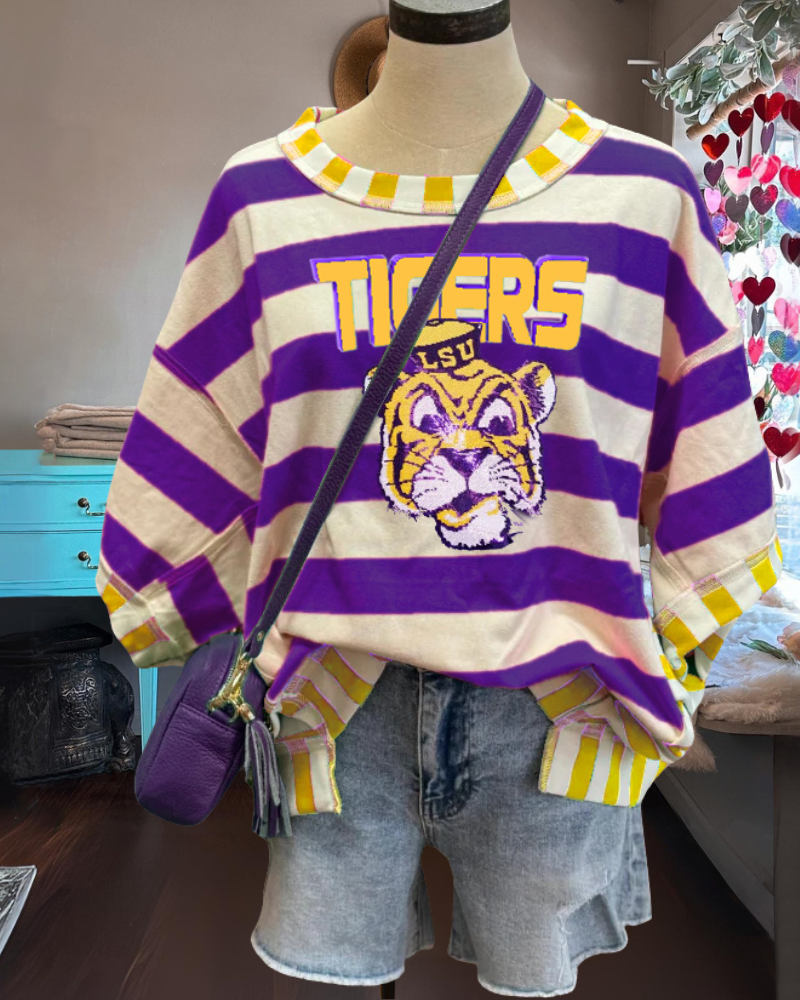 Tigers LSU Sequin Stripe T-Shirt