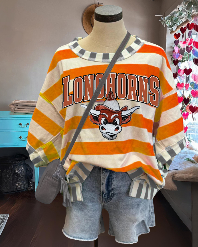 LONGHORNS Embroidered Striped T-shirt