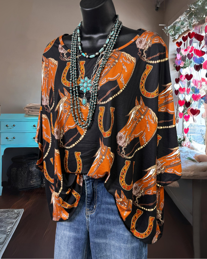 Stylish Horse Satin Top