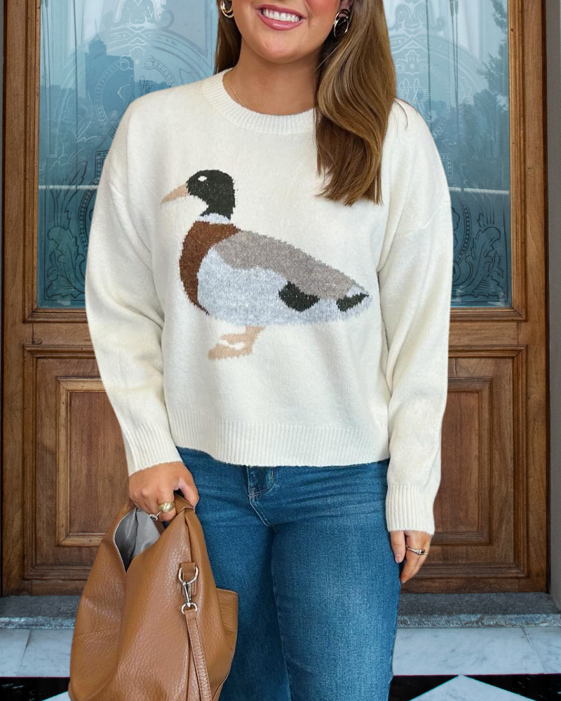 Cute Duck Embroidered Sweater
