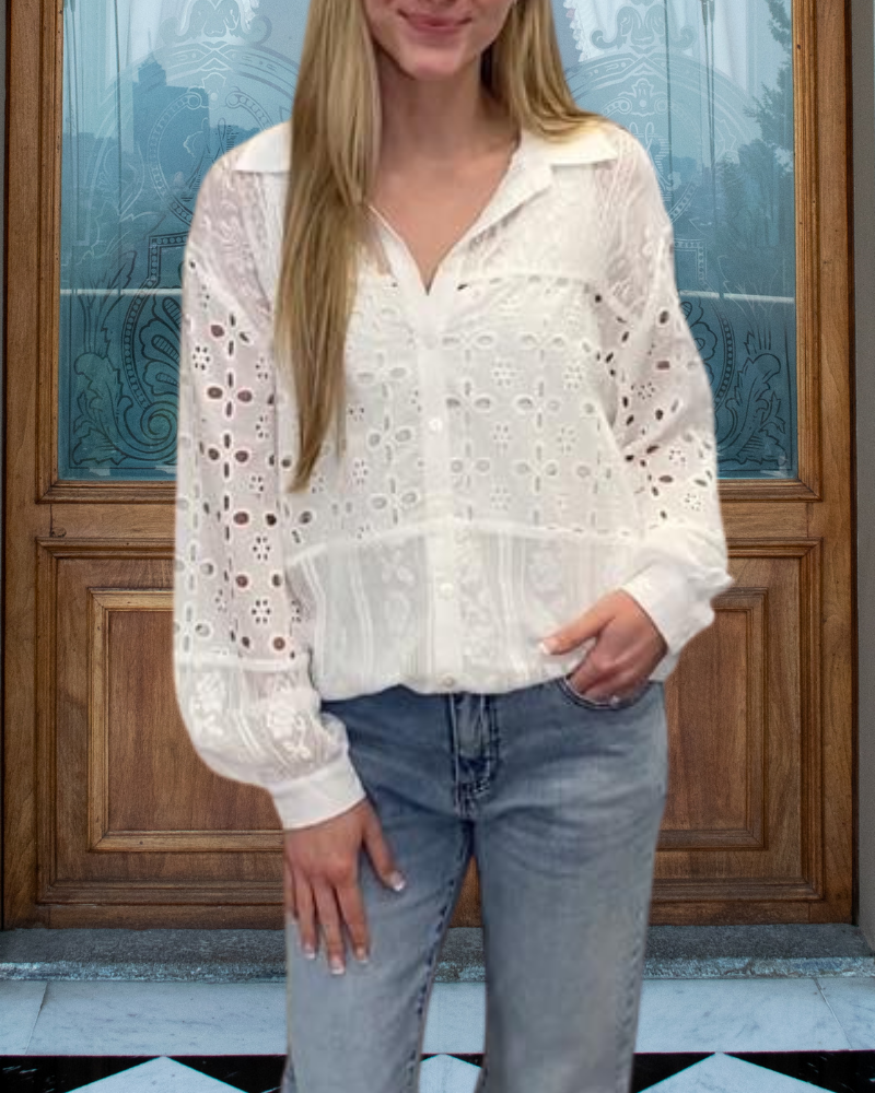 Romantic Eyelet Trimmed Top