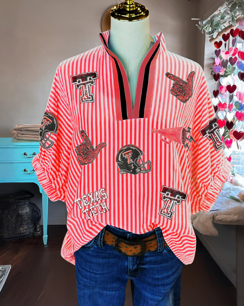TEXAS TECH Striped Sequined Top