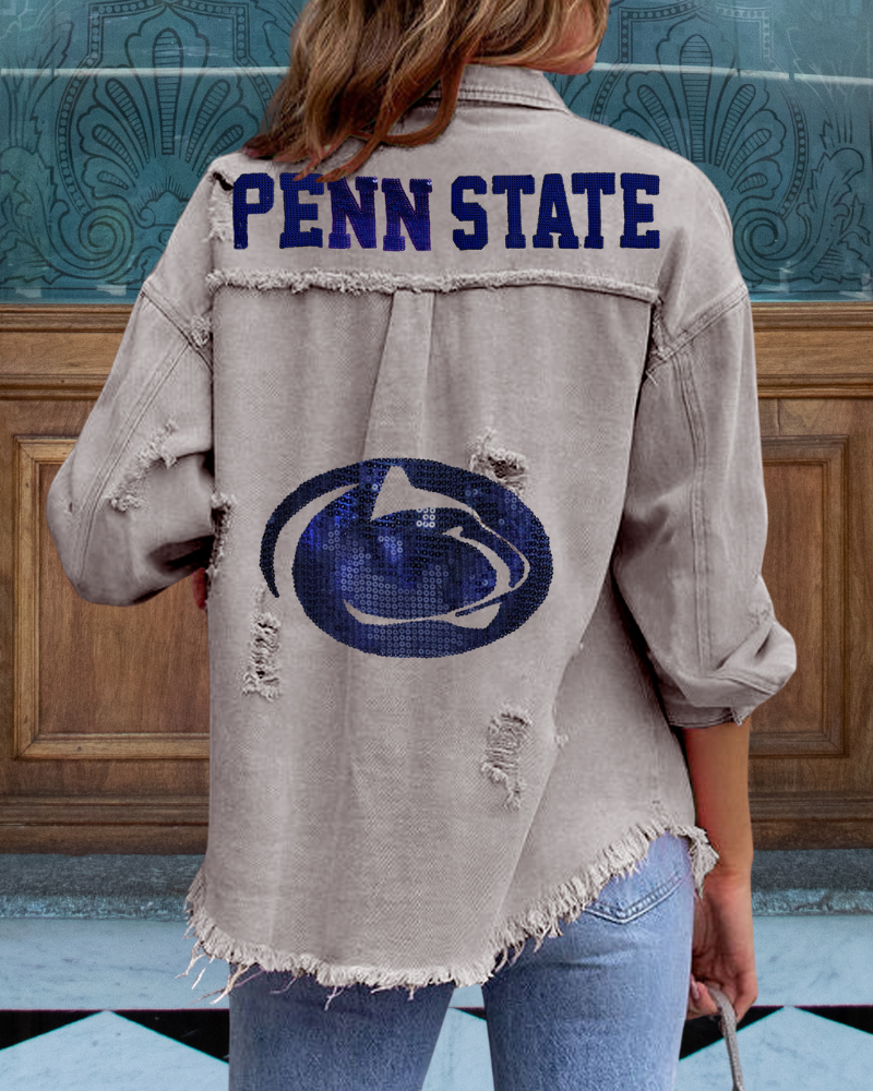 Penn State Sequined Raw-Edge Jacket