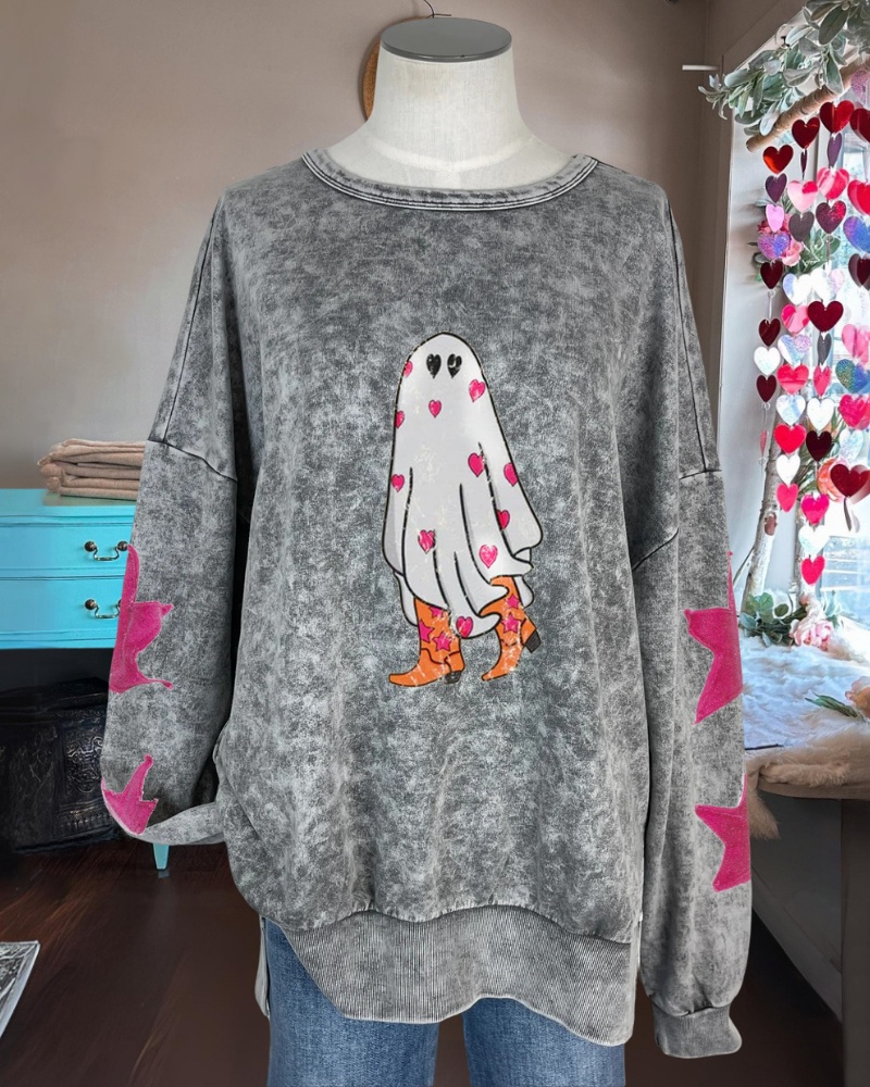 Cute Ghost Washed Sweatshirt
