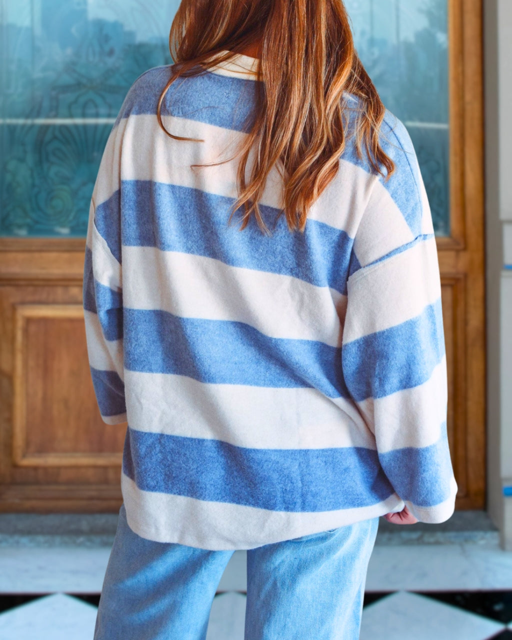 Trendy Striped Half Zip Pullover