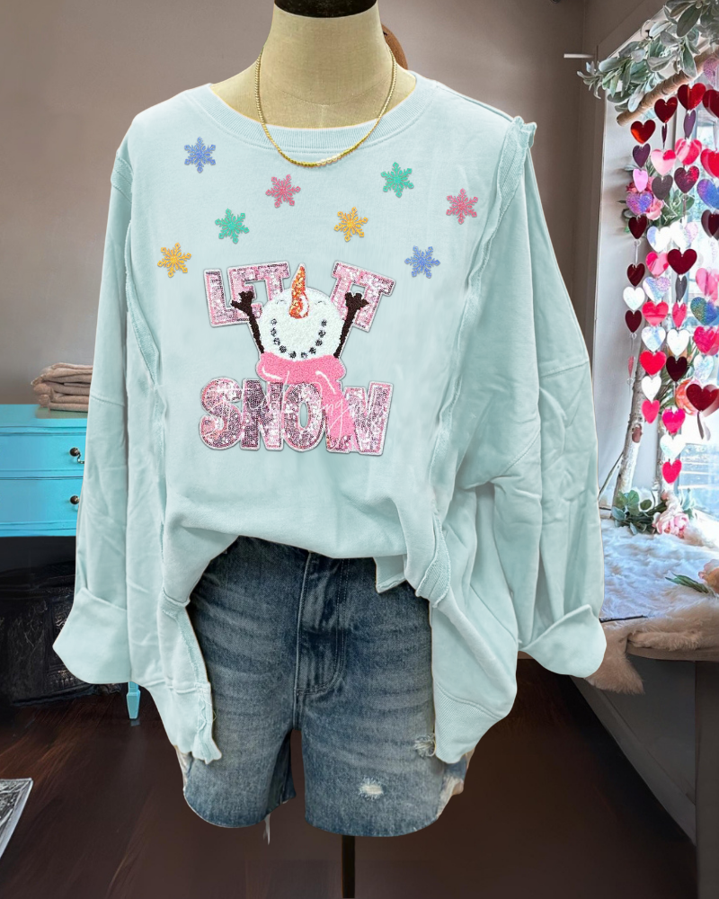 Oversized Snowflake Sequin Sweatshirt