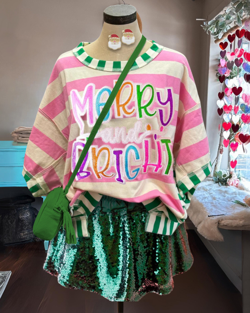 Sequin Merry Striped Top