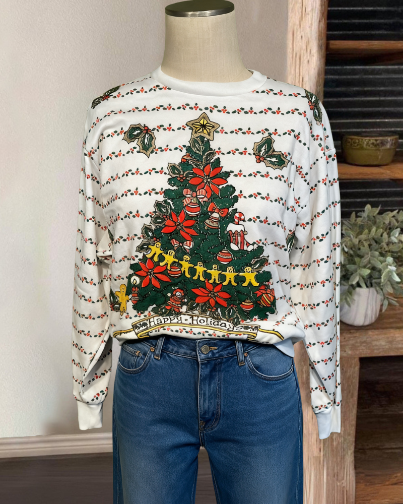 Christmas Tree Print Sweatshirt