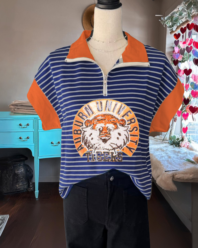 Auburn Tigers Sequin Polo Top