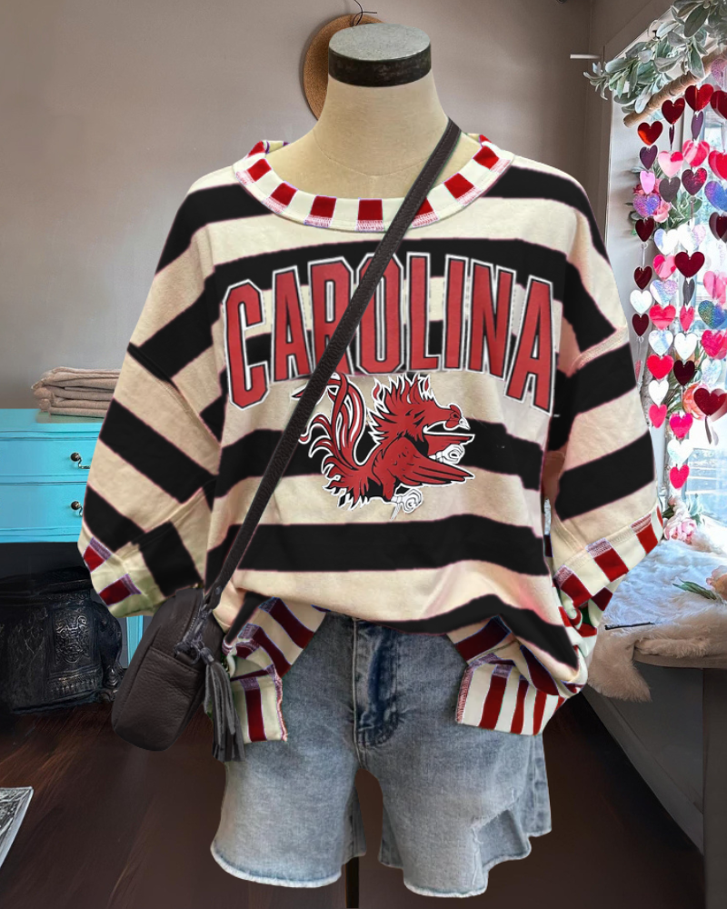 CAROLINA Embroidered Striped T-shirt