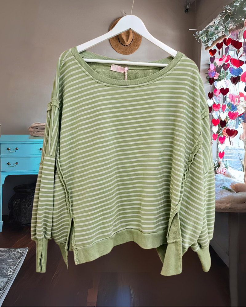Striped Crew Neck Sweatshirt