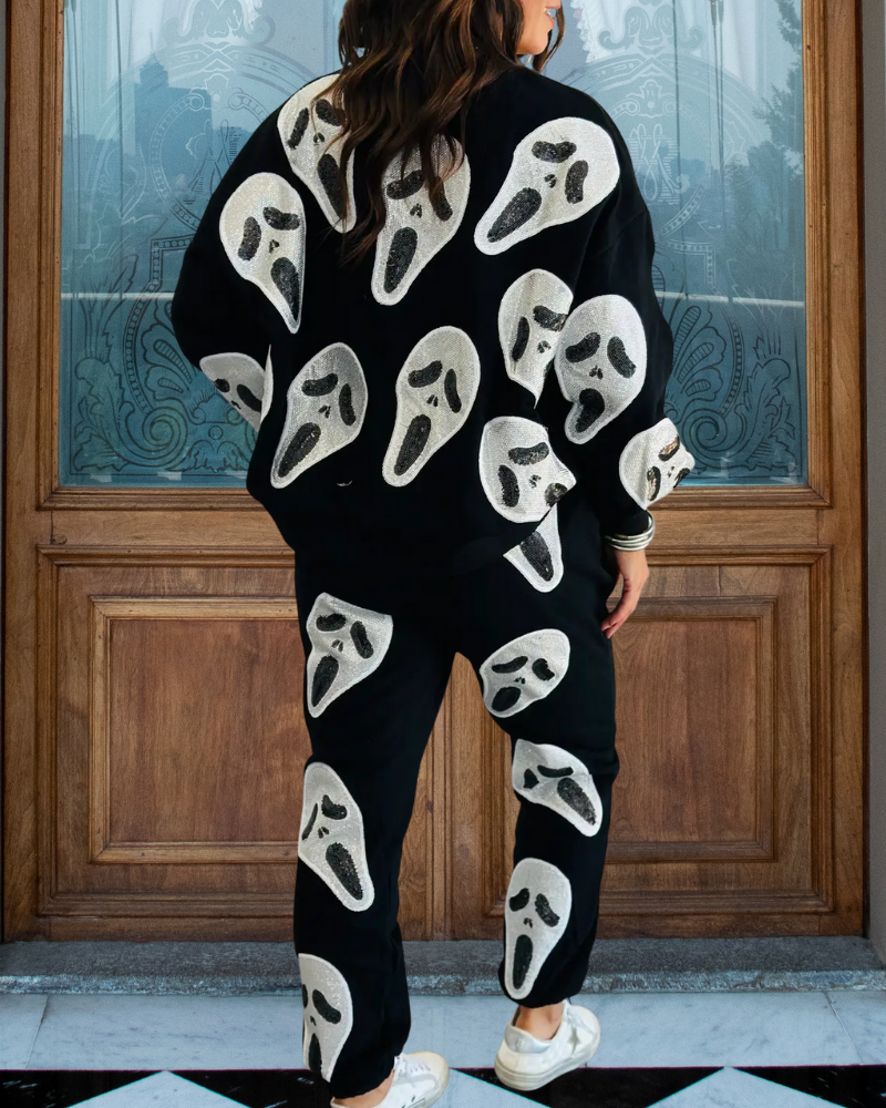 Skull Screaming Mask Sequin Set