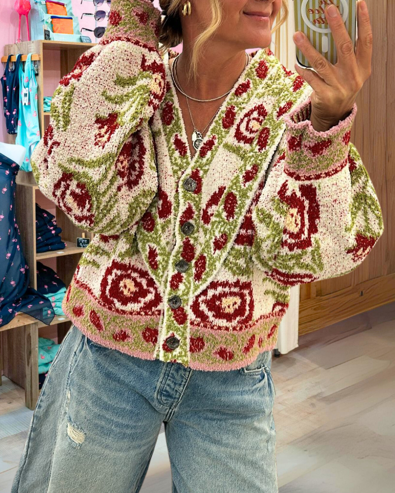 Chic Floral Knit Sweater