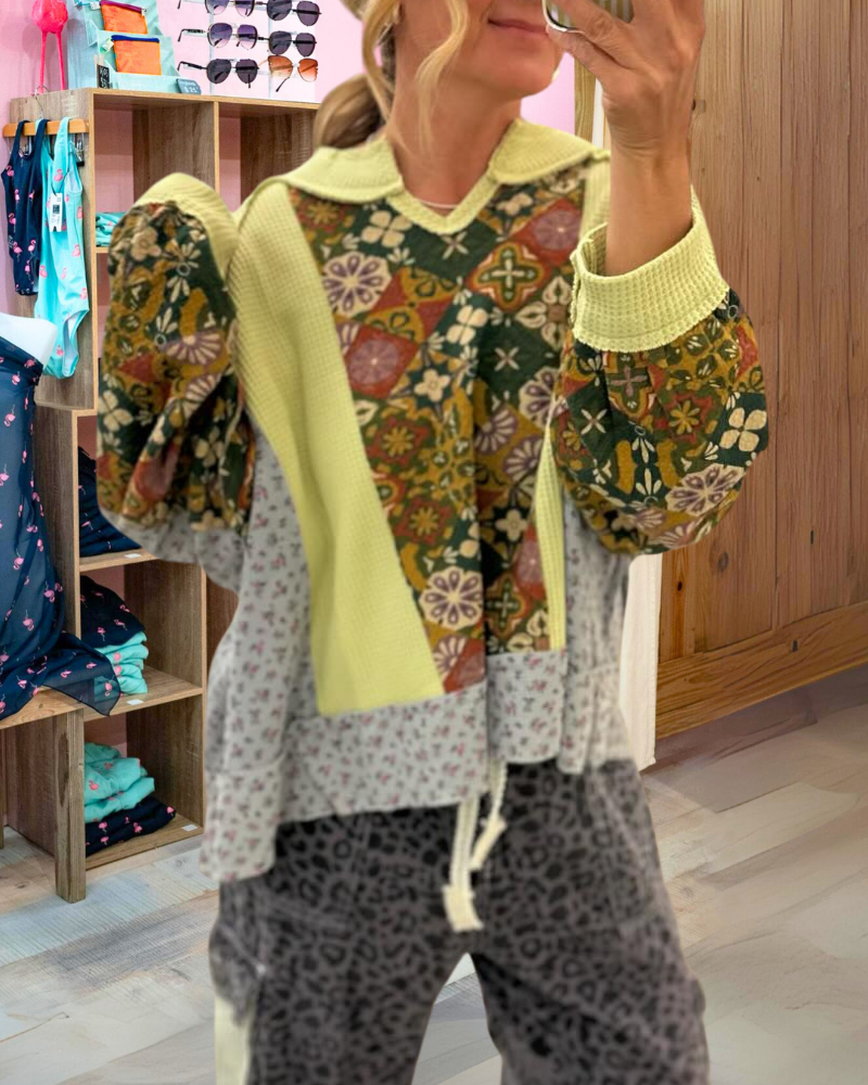 Chic Patchwork Retro Top