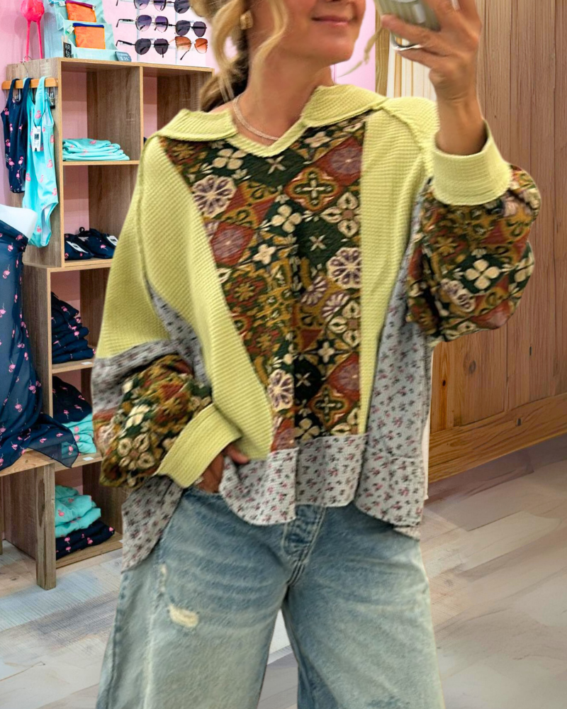 Chic Patchwork Retro Top