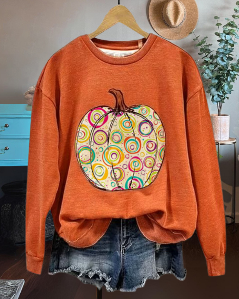 Colorful Pumpkin Crewneck Sweatshirt
