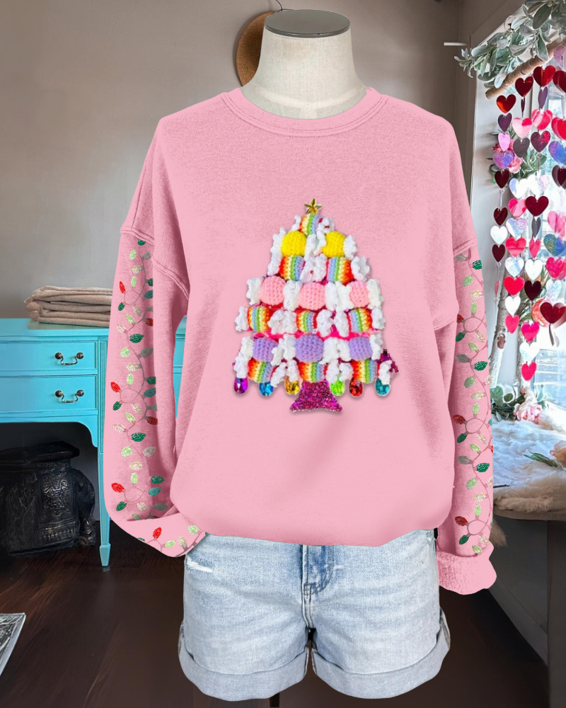 Christmas Candy Tree Embroidered Sweatshirt