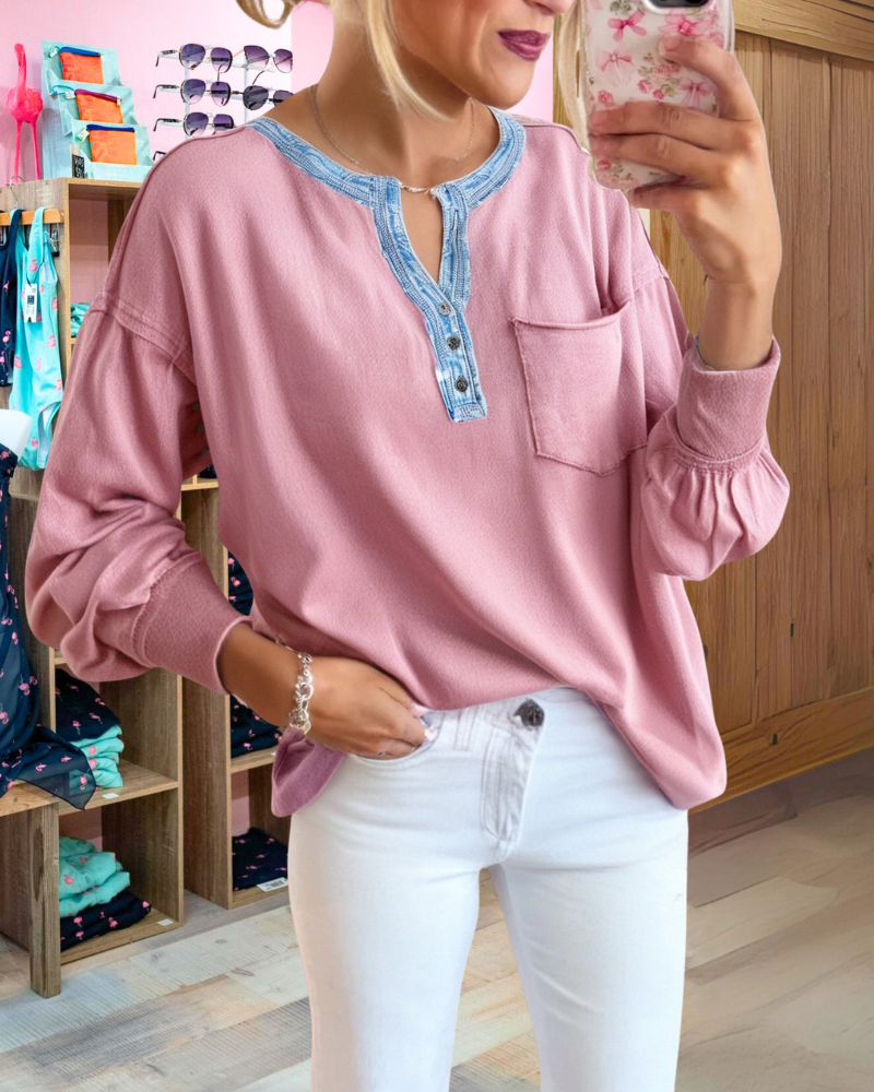 Stylish Contrast Trim Pullover