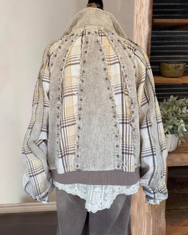 Corduroy Plaid Patchwork Jacket