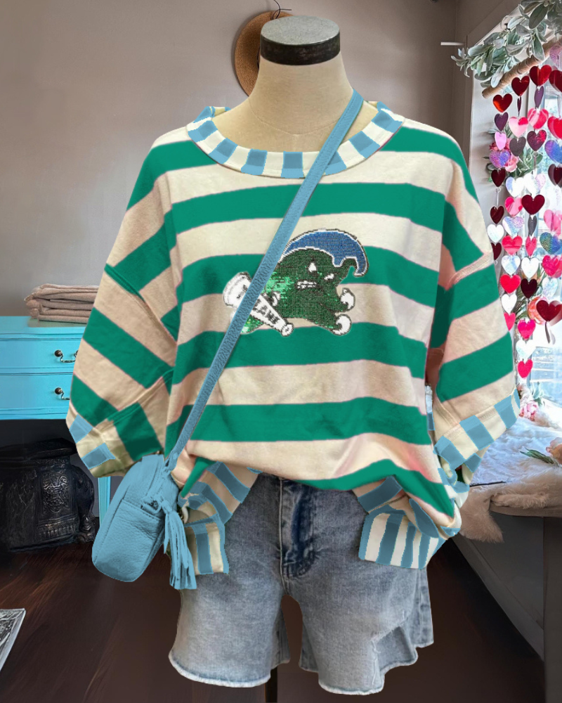 Tulane Green Wave Sequin Top